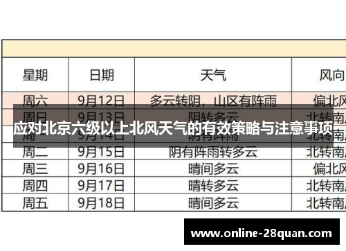 应对北京六级以上北风天气的有效策略与注意事项